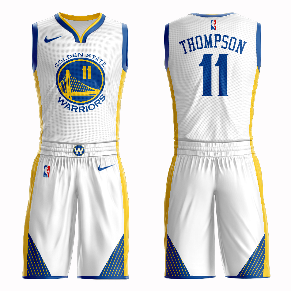 Men 2019 NBA Nike Golden State Warriors #11 Thompson  white Customized jersey